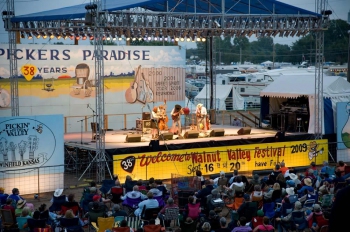 Musicians performing at the Walnut Valley Festival