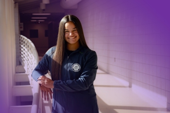 Nursing student in hallway