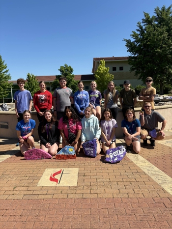 Rotary Camp - Students in front of The Mound